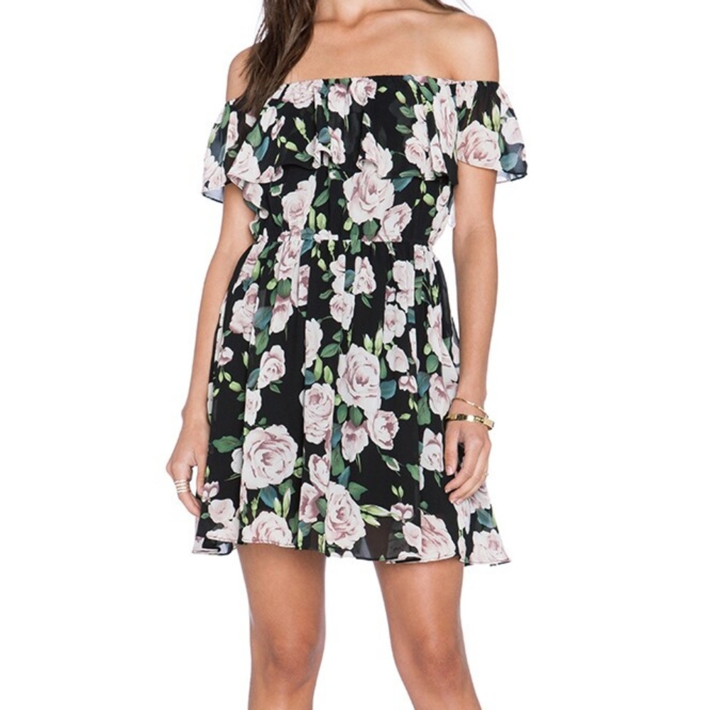 Lucy Paris | Ruffle Oats Floral Off the Shoulder Mini Dress Cottage Feminine